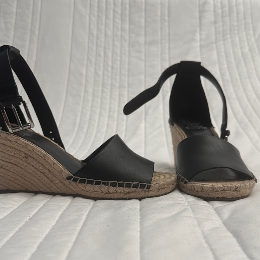 Vince Camuto Black Wedge Espadrilles Slip-On